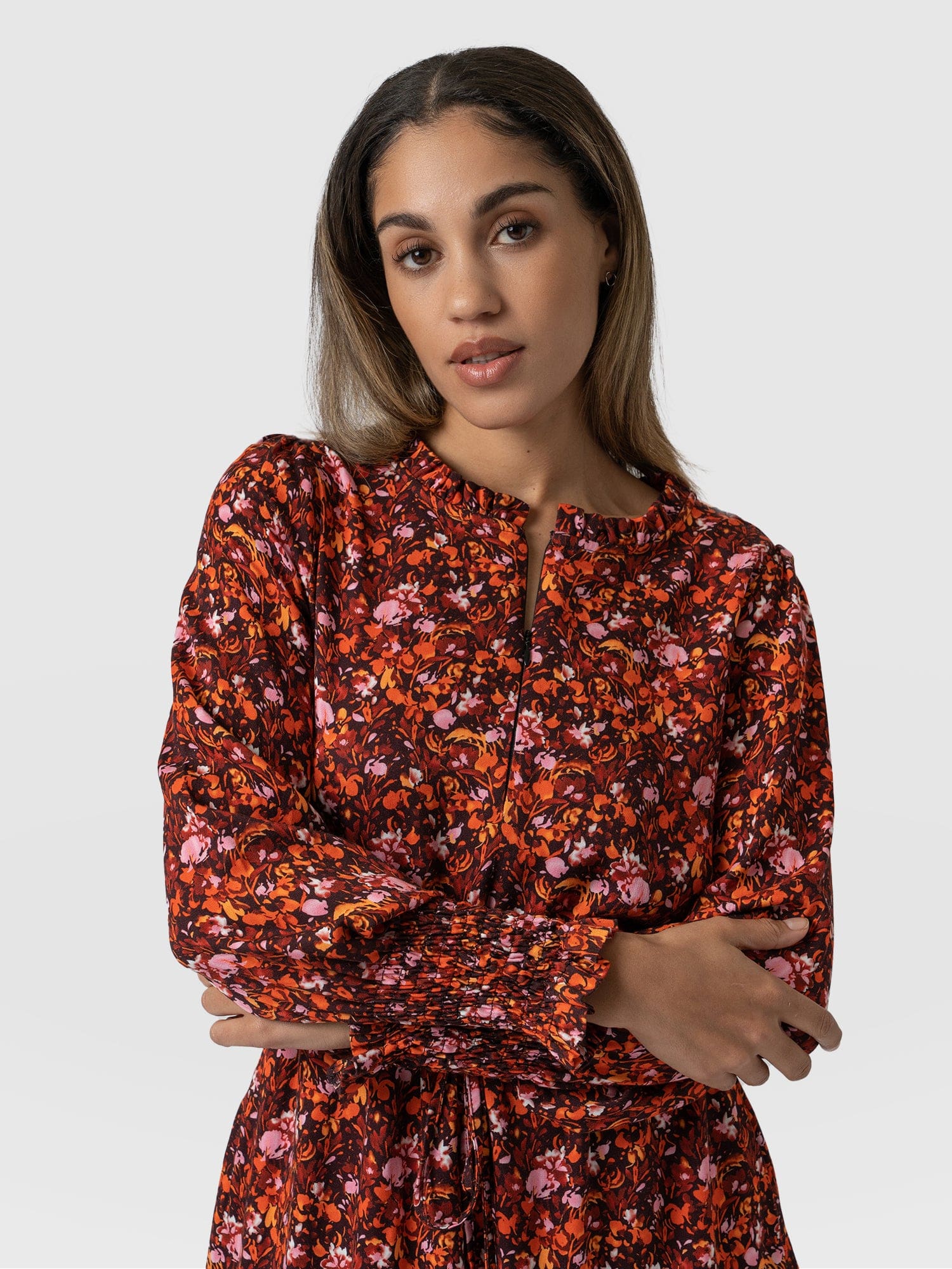 Mini Olivia Zip Up Dress Red Speckled Fire - Women's Dresses | Saint + Sofia® EU